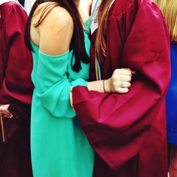 Vijo Couture Size L Turquoise Off The Shoulder - Picture 6 of 6